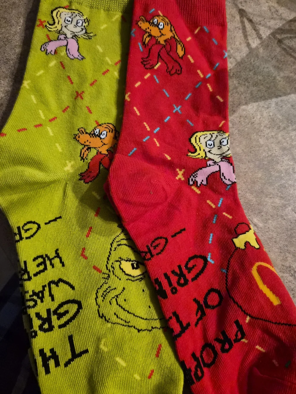 McDonald's Grinch Novelty Crew Socks - Red & Lime